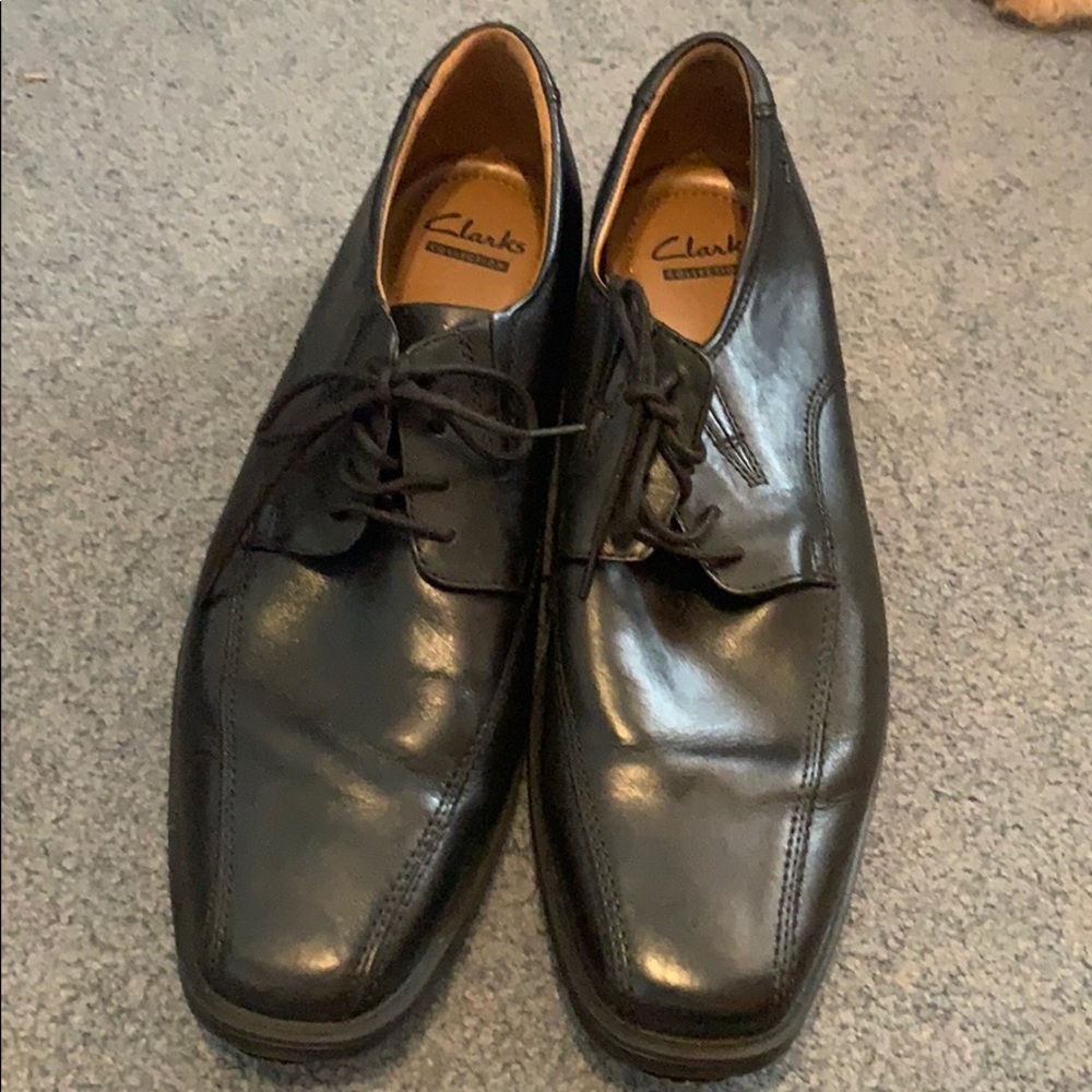 Clarks Collection Black Leather Dress Shoes 11 - image 1